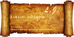 Lukics Julianna névjegykártya